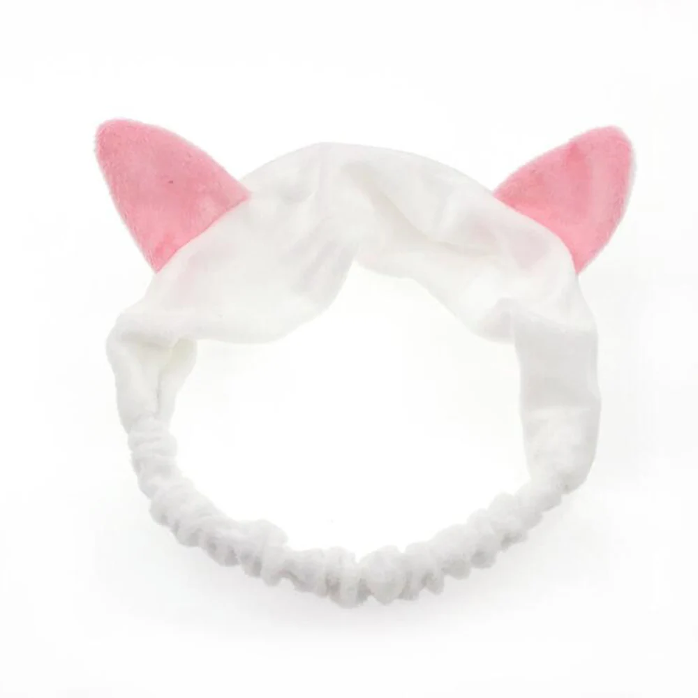 White Кошачьими ушками повязки для женщин Hairband головной убор повязка на голову головные уборы орнамент брелок аксессуары для волос Макияж тоже - Цвет: White