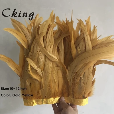 gold yellow Cking 1 метр 25-30 см серый куриный петушиные перья Отделка Ткань боковая лента с перьями из хвоста петуха TrimsClothing свадебное украшение кружева - Цвет: gold yellow