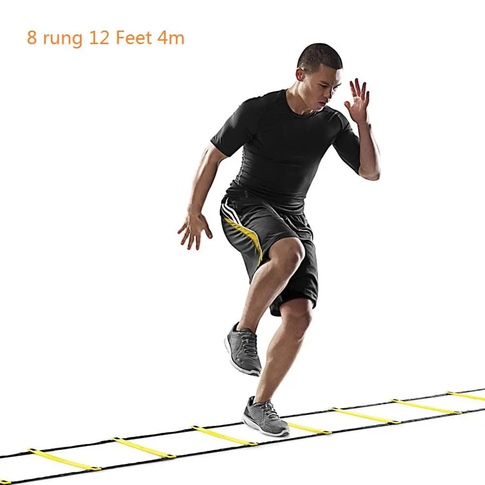 8 rung 12 Feet 4m 5 стилей 5/8/10/11 стойки с нейлоновыми ремешками Training лестниц скорость ловкость лестница Лестницы для футбола и Футбол Скорость лестница оборудование - Цвет: 8 rung 12 Feet 4m