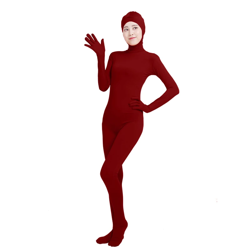 Burgundy Ensnovo, унисекс, косплей, Zentai, костюмы для женщин и мужчин, для взрослых, с открытым лицом, на все тело, спандекс, зентай-костюм, черный, боди, костюмы для косплея - Цвет: Burgundy