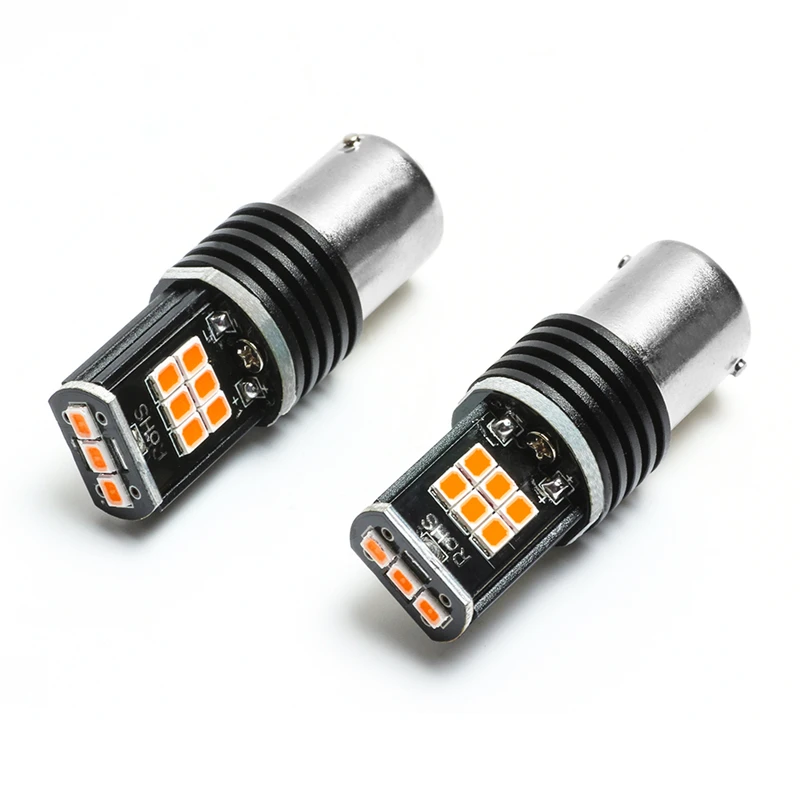 KEYECU 2PCS High Power Error Free 1156 P21W BA15S LED Lights Amber 2835 15SMD Turn Signal Backup Reverse Parking Tail | Автомобили и