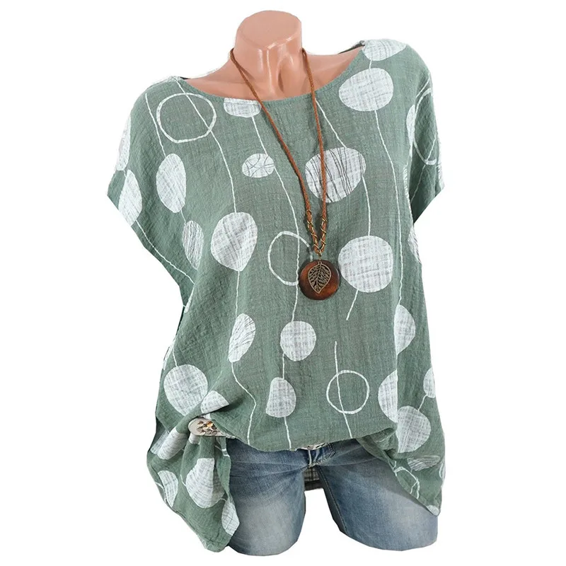 Женская Свободная блузка в горошек Повседневная Блузка с длинным рукавом и