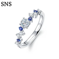 100 natural real round diamond sapphire engagement wedding anniversary ring womens jewelry ring solid 14k white gold