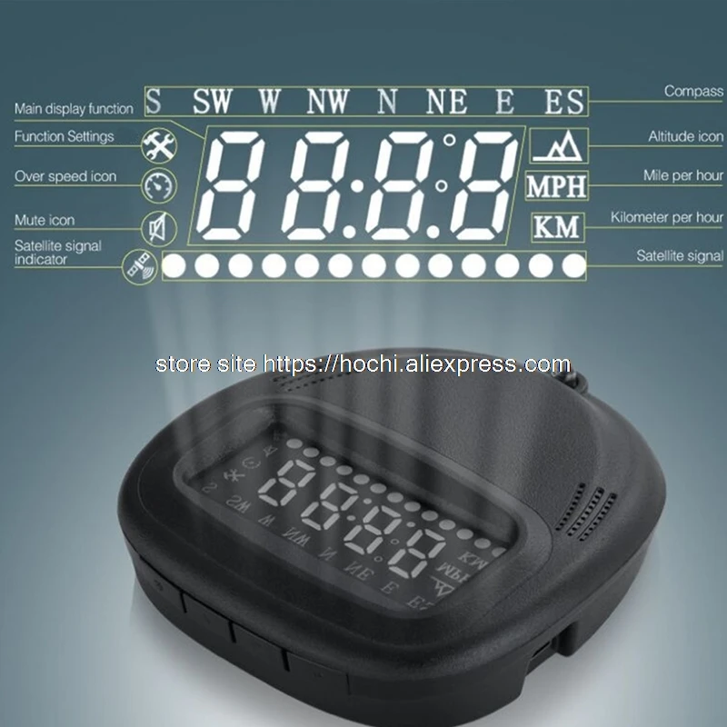 Multi-function Car HUD Automotive Head Up Display System Speeding Warning Digital Auto Speedometer Overspeed Alarm | Автомобили и