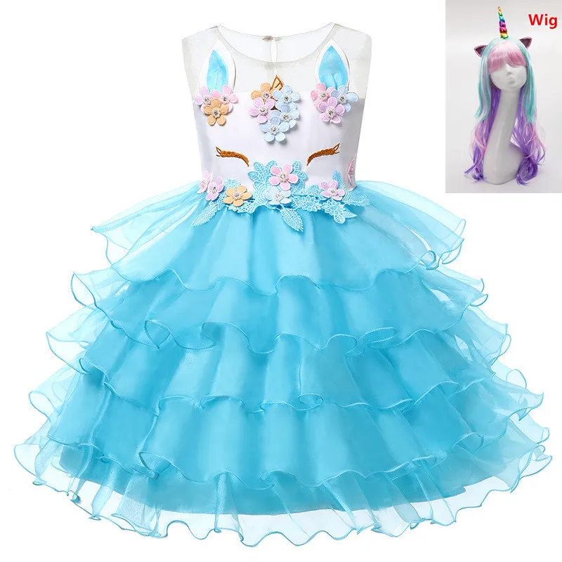 Детское летнее платье с цветочным принтом и единорогом для костюмированной