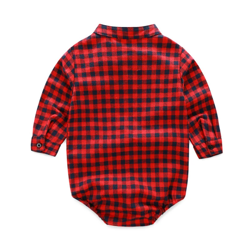 Infant Newborn Baby Boy Clothes Long Sleeve Gentleman Plaid Rompers + Pants 2Pcs Suit Kids Clothing Set |