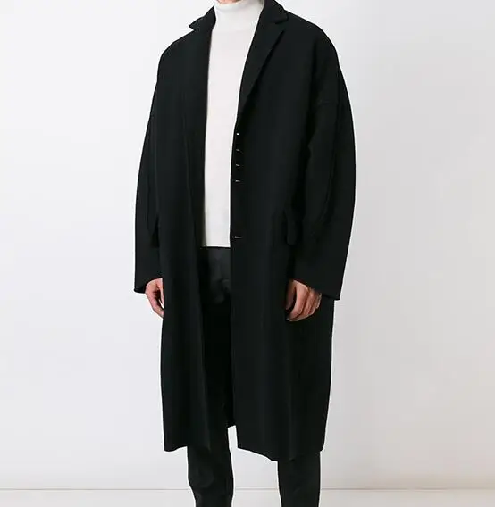 

S-6XL HOT 2020 Spring Men's New Fashion Personalized Large size customization Medium and long loose edging wool coat