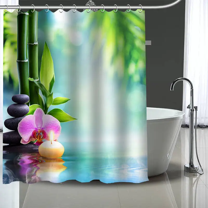Горячие заказные бамбуковые и каменные занавески полиэстер ванная комната