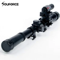 ru us warehouse 4x20 air gun optics scope with red laser sight combo 11mm mount for 22 caliber guns for hunting shooting