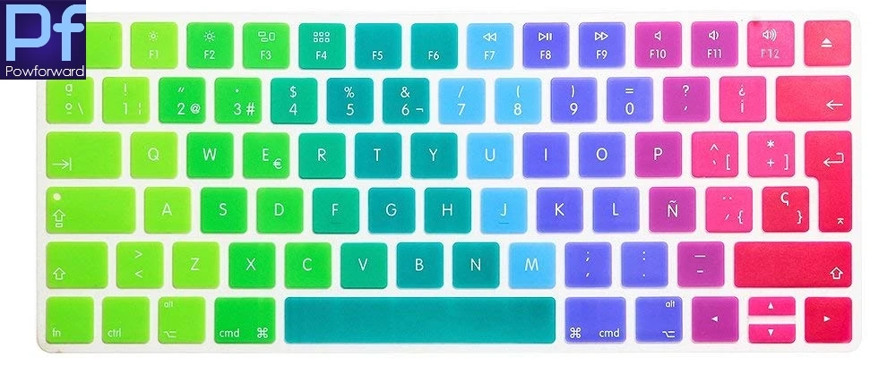 rainbow Испанская испанская клавиатура с буквенным языком, силиконовый чехол для Apple Magic Keyboard(MLA22LL/A), Европейская/ISO раскладка клавиатуры - Цвет: rainbow