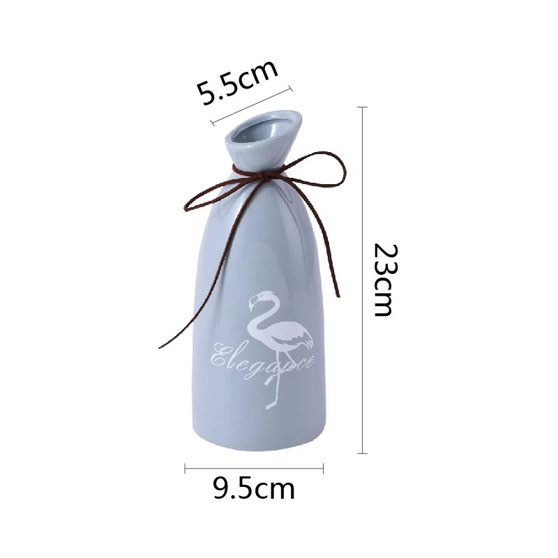 blue 23cm Современная керамическая ваза, вазы для цветов, для домашнего интерьера, дизайн фламинго, стильная ваза для цветов из сухого ясеня, свадебные украшения, аксессуары - Цвет: blue 23cm