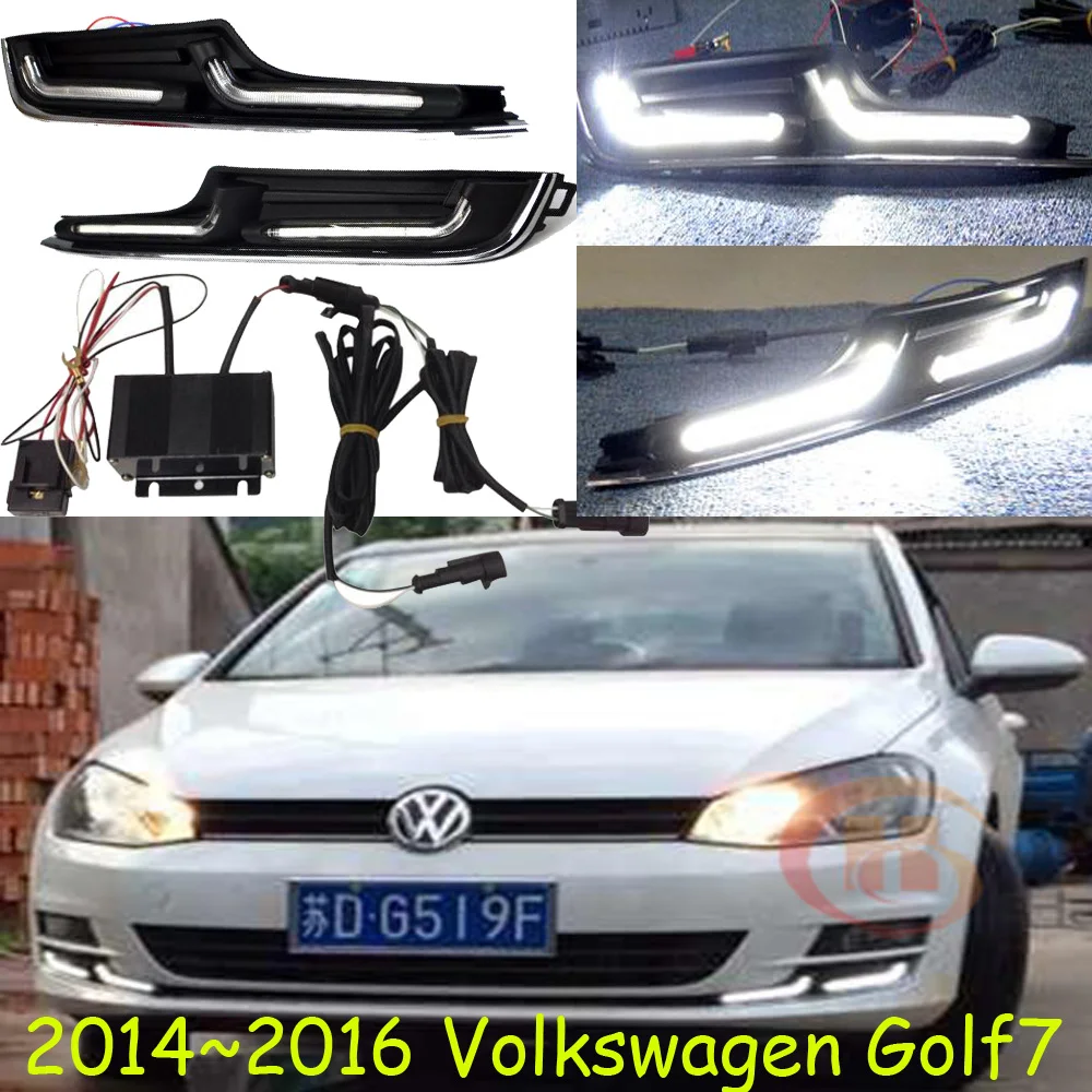 1 комплект~ года для Golf7 Дневной светильник Golf 7 автомобильные аксессуары светодиодный DRL головной светильник для Golf7 противотуманный светильник