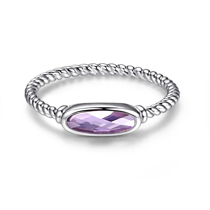 BONLAVIE витое овальное кольцо с аметистом подлинное твердое из стерлингового