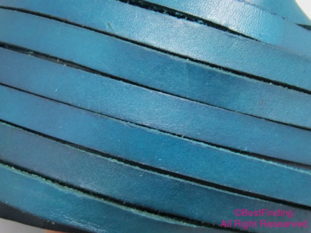 

10mm leather cord 10x2mm Distressed blue Genuine leather strips