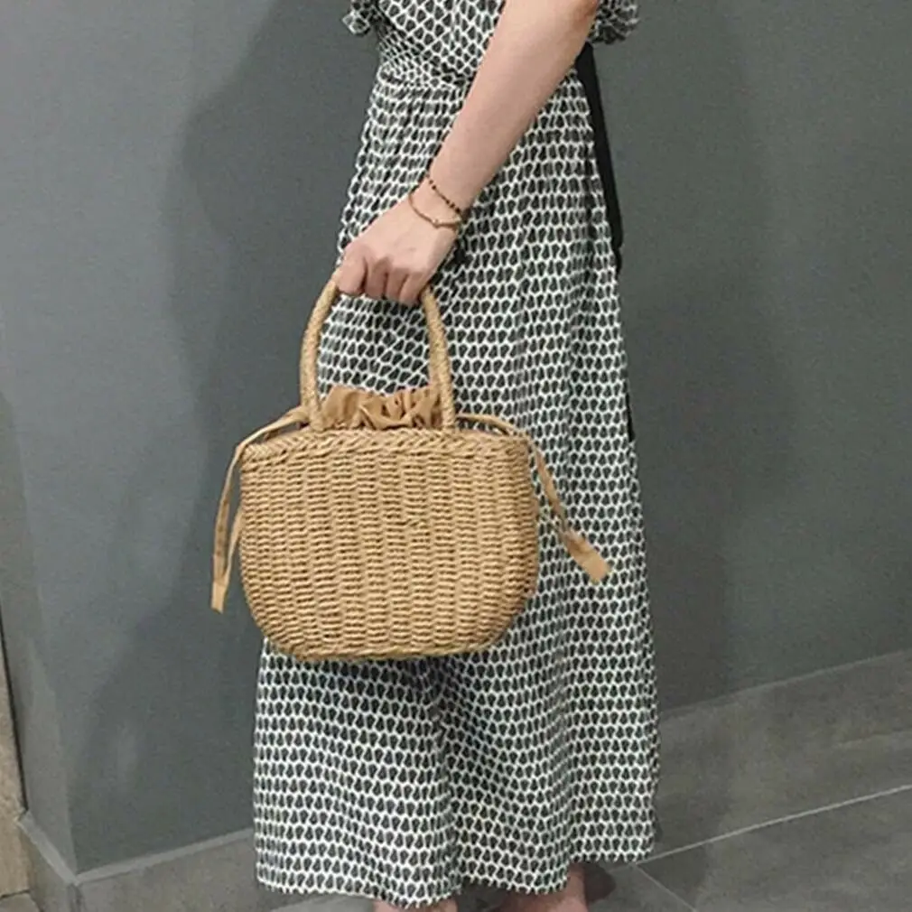 

New Women Bohemia Style Straw Bags Woven Bag Summer Beach Rattan Casual Travel Shoulder Bag Bamboo Bag Handbag