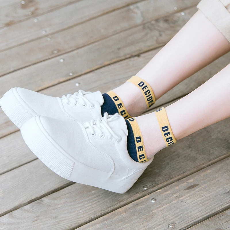 10 шт. модные корейские стильные женские хлопковые шелковые короткие носки яркие