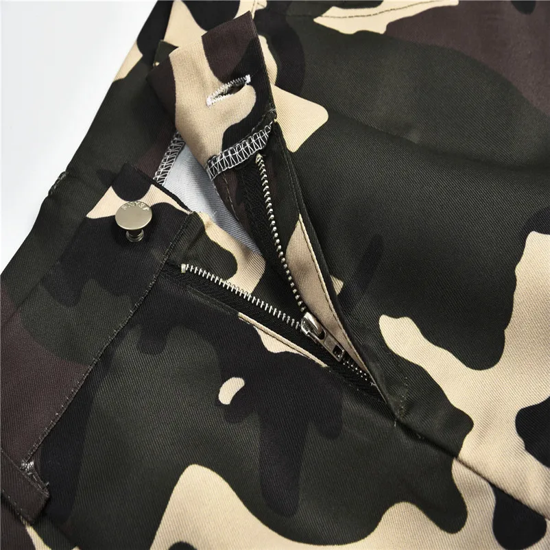 Модные женские камуфляжные брюки карго повседневные с высокой талией военная