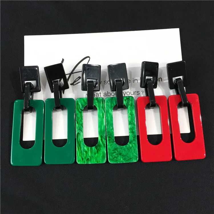 FishSheep массивные геометрические акриловые серьги Красный Черный Панк большая