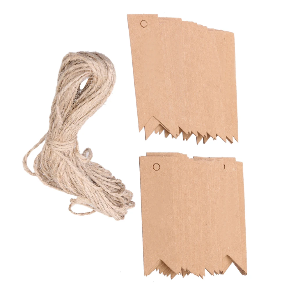 100pcs Blank/thank you Kraft Paper Hang Tags Wedding Party Label Gift Cards | Дом и сад