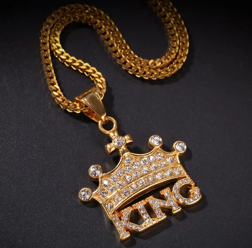 Мужское колье с кулоном корона в стиле хип хоп ожерелье из нержавеющей стали