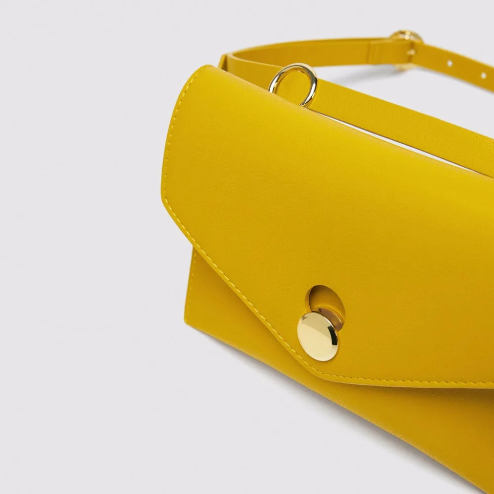 Поясная сумка желтая поясная для женщин роскошный бренд кожа черный белый цвет