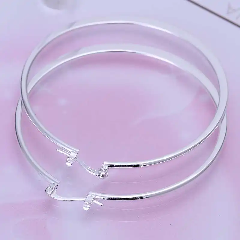 Простой модный стиль посеребренные плоские круглые серьги ювелирные мужские 2014