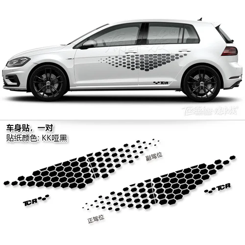 black Автомобильные наклейки для Volkswagen Golf, потяните цветок, Гольф 7, внешний вид, модифицированное украшение для спортивного тела, Модифицированная наклейка для гольфа, пленка - Название цвета: black