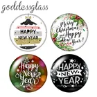 С Новым годом и Рождеством, 10 шт., 12 мм18 мм20 мм25 мм, круглые фото, Стеклянные Кабошоны, демонстрация, плоская задняя часть
