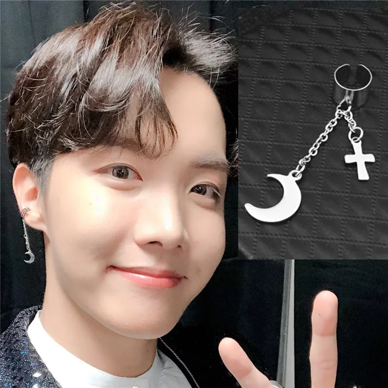 KPOP DNA корейский V Новое поступление победитель Bangtang Мальчики Jin клип серьги Jungkook Suga Jhope кисточки Ухо для женщин мужчин Луна крест