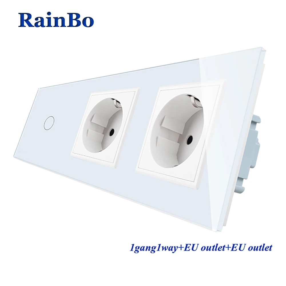 RainBo Кристалл-стеклянная панель-электронный-настенная розетка-ЕС сенсорный выключатель управления-экран настенный светильник-переключатель 1ганг-1way A39118E8ECW/B