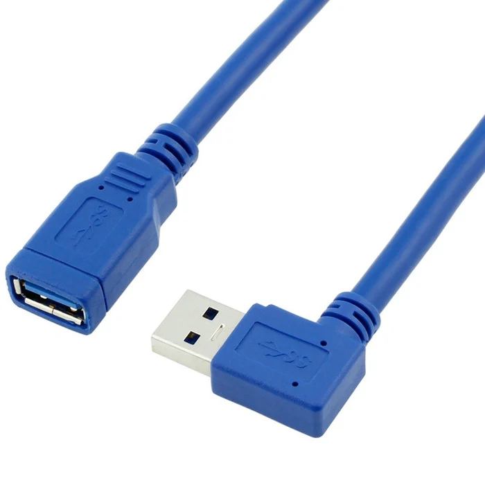 Кабель удлинитель для синхронизации данных 100 шт./лот синий под прямым углом USB 3 0 A