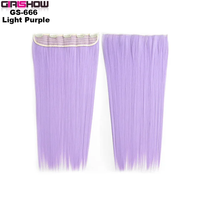 GS666 Light Purple 10 шт./партия, прямой зажим на синтетических волосах, ломтик волос, 5 зажимов, Термостойкое Наращивание волос 24 дюйма, 130 г GS-666 - Цвет: GS666 Light Purple