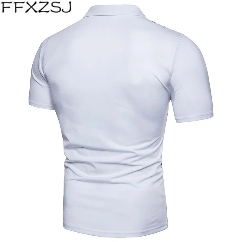 

FFXZSJ Fashion Mens Floral Shirt Classic Fitness Slim Short Sleeve polo-Shirt Jumper Casual Men Printing polo Shirt Tees Clothes
