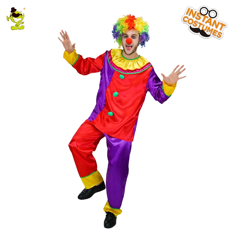 Взрослый мужской цирковой костюм клоуна забавная одежда нарядное платье для