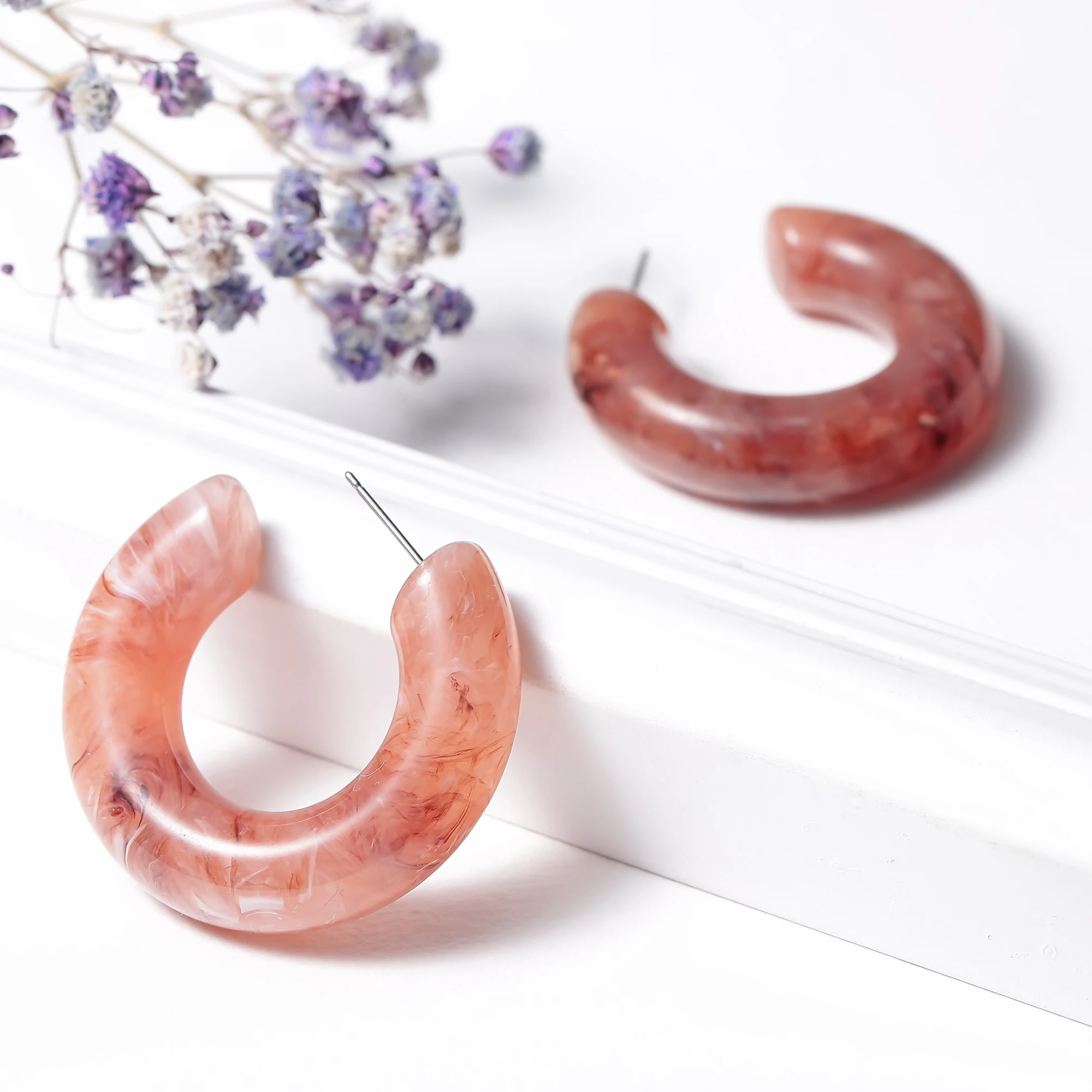 Винтажные серьги из черепахового акрила браслет для женщин Круглый C дизайн