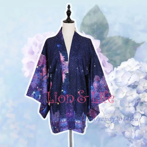 Женская японская юката Haori пояс для кимоно юбка комплект Гортензия Floal пальто