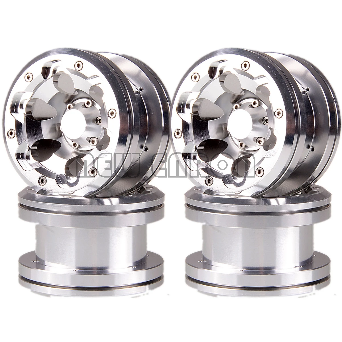 ENRON 4P АЛЮМИНИЕВЫЙ 2," Beadlock колеса диски ступицы супер Swamper Rocks шины 120 мм для 1/10 RC Гусеничный SCX10 II YETI TRX4 - Цвет: Hub Silver