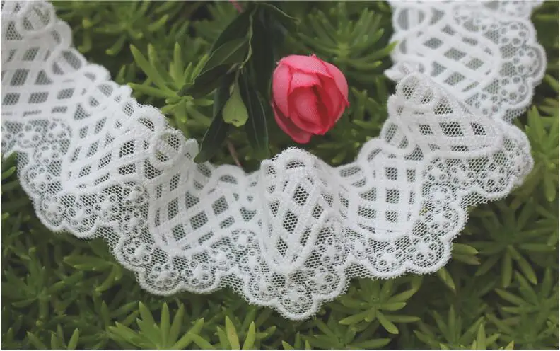 

YACKALASI Cotton Embroidery Lace Scalloped Lace White Applique DIY Garment Accessories 4.5cm