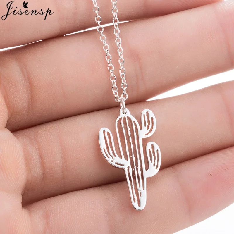 Jisensp Fashion Cactus Necklaces Pendants for Women Natural Plant Jewelry Chain Choker Necklace Mother Birthday Gifts Bijoux | Украшения и