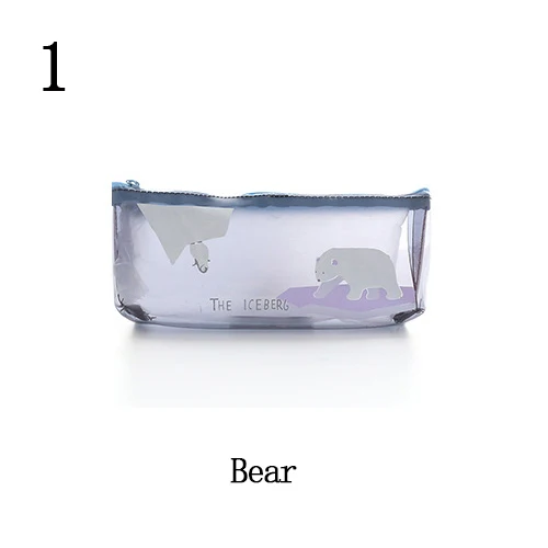 Bear Милые, Мультяшные, прозрачные желеобразные гель Карандаш Чехол Kawaii полярный медведь Пингвин Водонепроницаемый карандаш канцелярских принадлежностей для офиса и школы - Цвет: Bear