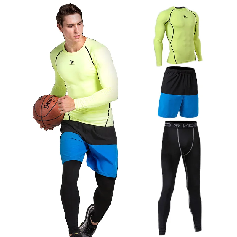 Мужские спортивные Средства ухода за кожей Fit костюм для Бег Футбол Basketbal