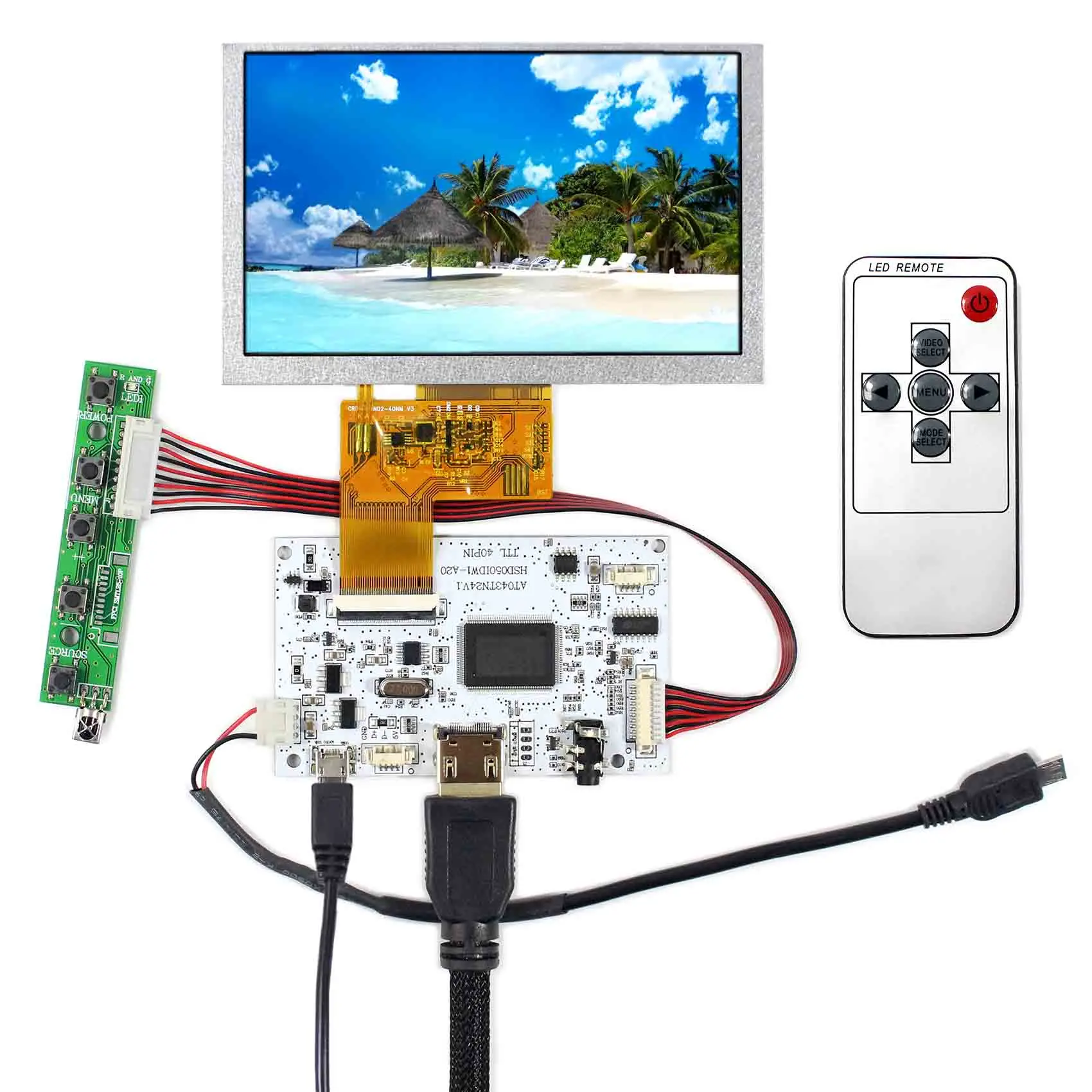 

Fit For Raspberry Pi 5 inch 800X480 LCD Screen with HD MI LCD Controller Board