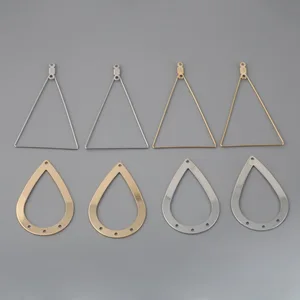 Серьги с отверстиями, подвески из родиевого золота, Длинные Треугольные металлические подвески для сережек, фурнитура для самостоятельного изготовления ювелирных украшений