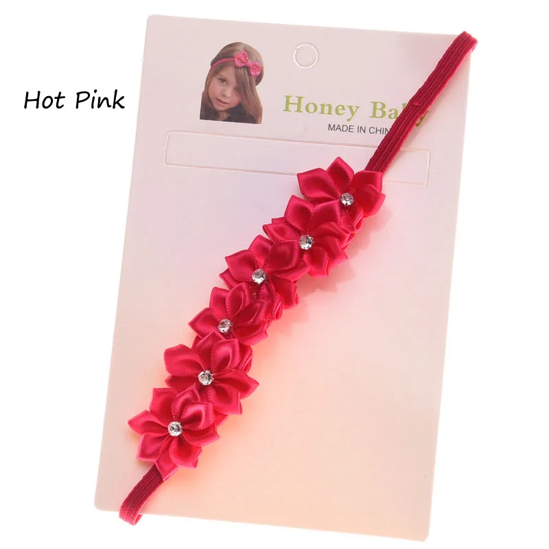 2 шт. яркие радужные hairbow волосы Луки повязка Повседневное Женские аксессуары для волос DIY цветок оголовье реквизит для фотосессии на первый день рождения - Цвет: Hot Pink