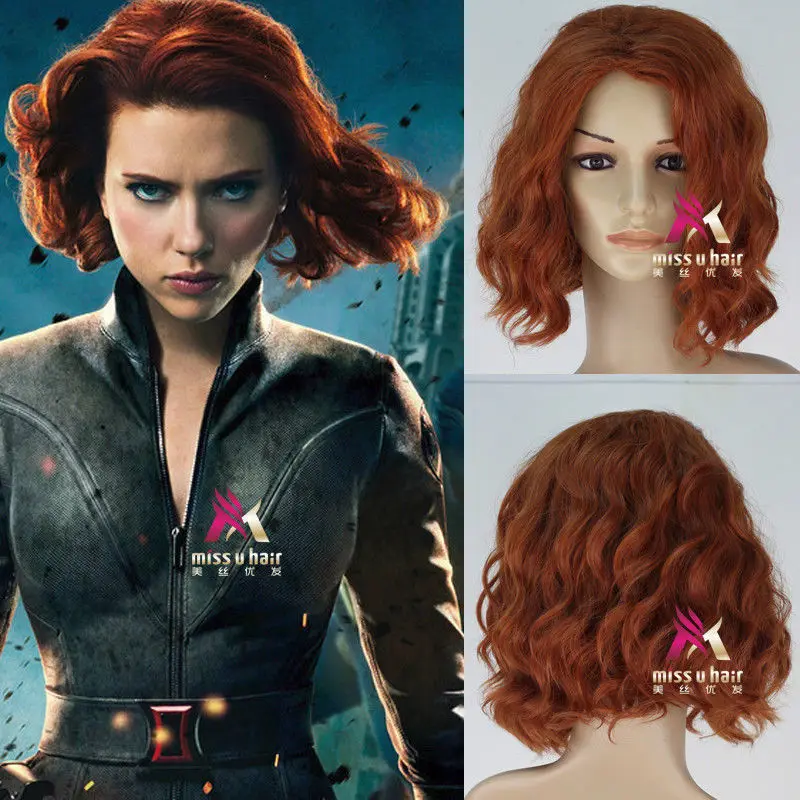 SXY Мстители Romanoff Наташа Вдова Короткие Вьющиеся Каштановые Косплей Парик Фронта