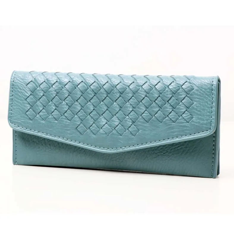 light blue QIMANSHI Модные женские кошельки длинный кошелек из искусственной кожи тонкий Дамский кошелек держатель для карт Клатч женский мягкий кошелек кошельки - Цвет: light blue