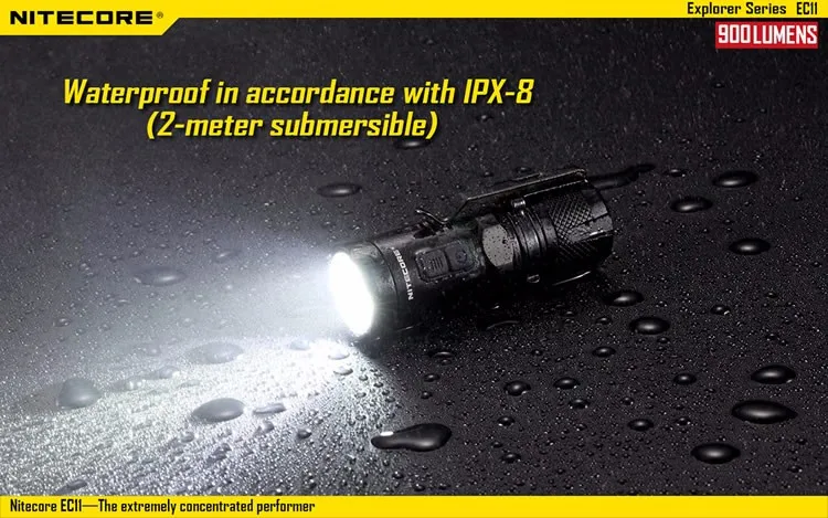 NITECORE EC11 XM-L2 U2 светодиодный фонарик 900 люмен Водонепроницаемый спасательный поисковый фонарь для пеших прогулок портативный велосипедный Кемпинг