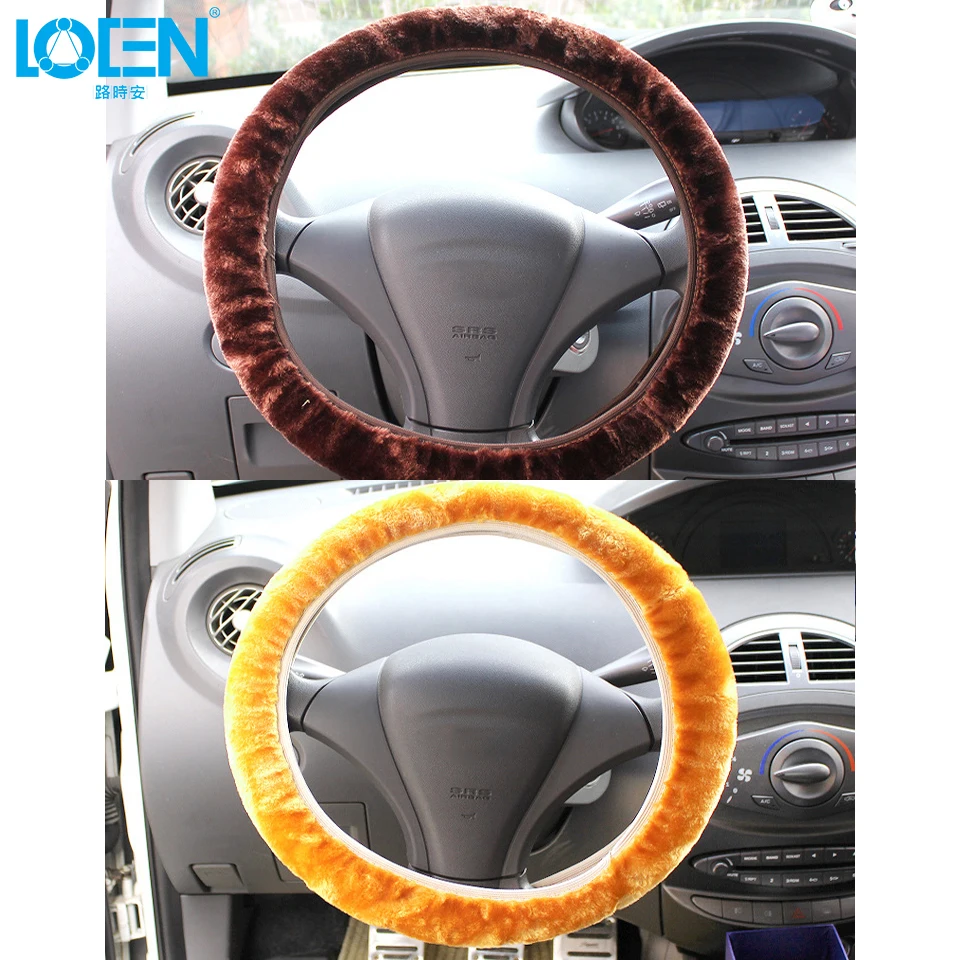 Зимний чехол рулевого колеса автомобиля из искусственного меха на руль