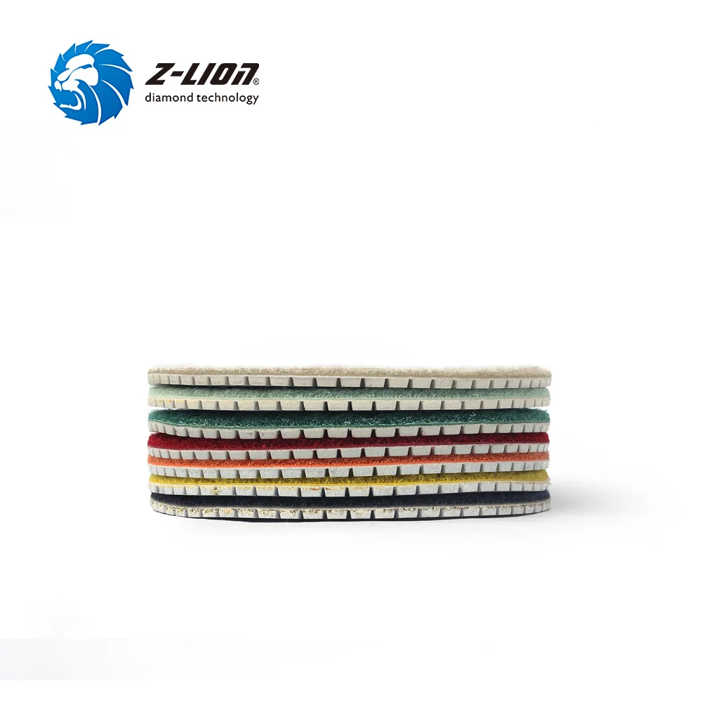Z-LION 7 шт. " алмазная полировальная площадка белая Гибкая Алмазная влажная Полировочная площадка камень Бетон полировальная упаковка Смешанная зернистость шлифовальный диск