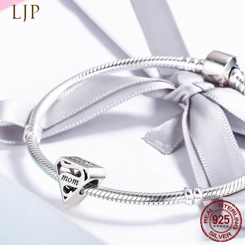 FURUYA Genuine 925 Sterling Silver Super Mom Mother Beads fit Original Pandora Bracelet Charms Jewelry